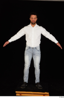  Larry Steel black shoes business dressed jeans standing white shirt whole body 0009.jpg